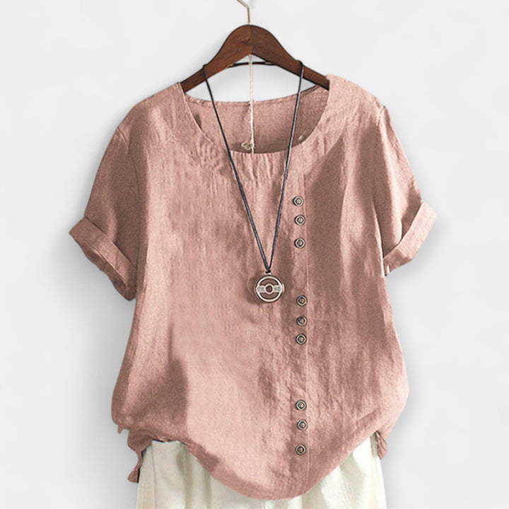 Nööpidega lühikeste varrukatega stiilne pluus