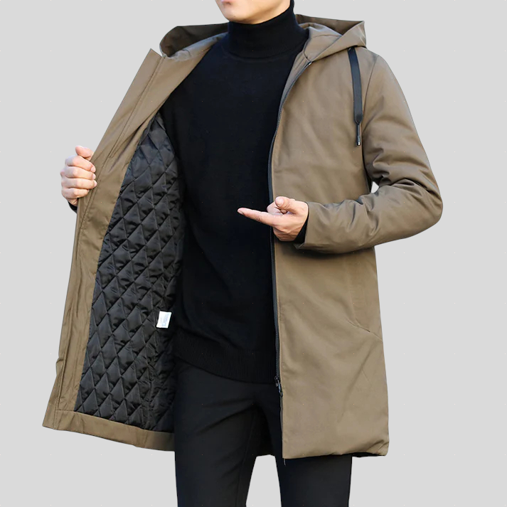 Nenad õmmeldud linna mantel mugavuse ja stiili jaoks.