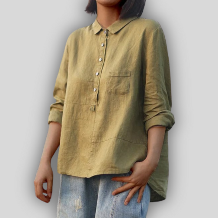 Roheline kerge pluus mugavuseks igapäevaselt.