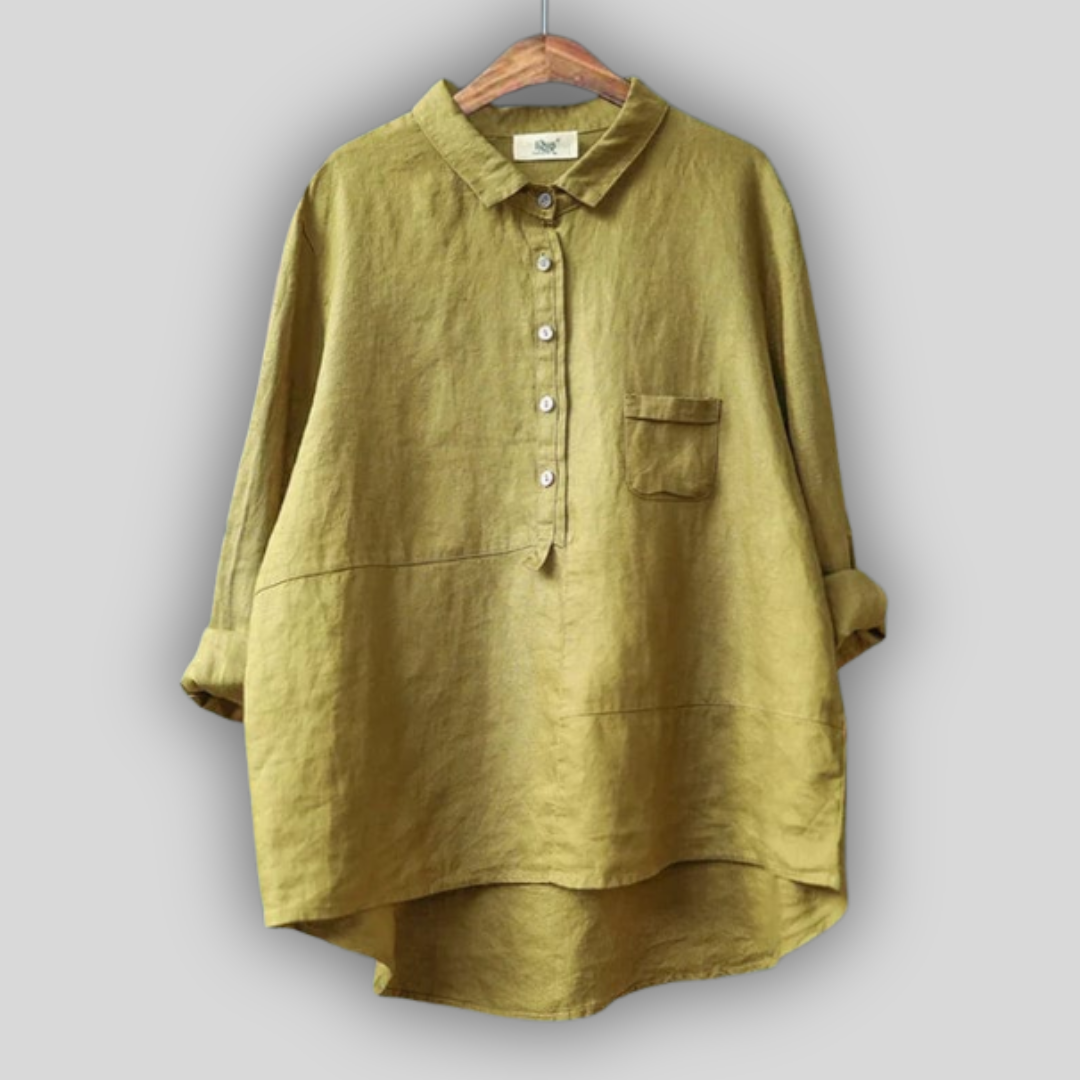 Roheline kerge pluus mugavuseks igapäevaselt.