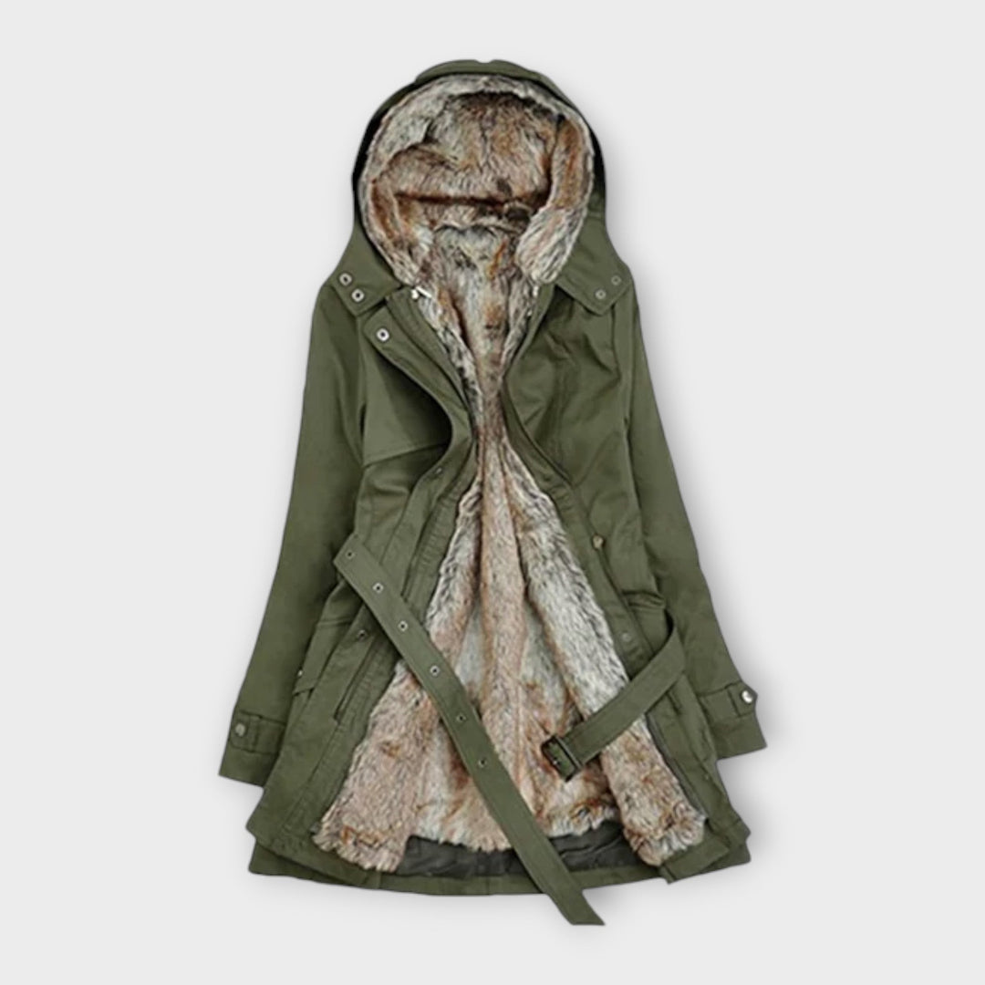 Mikash lillelise voodriga soe villane mantel