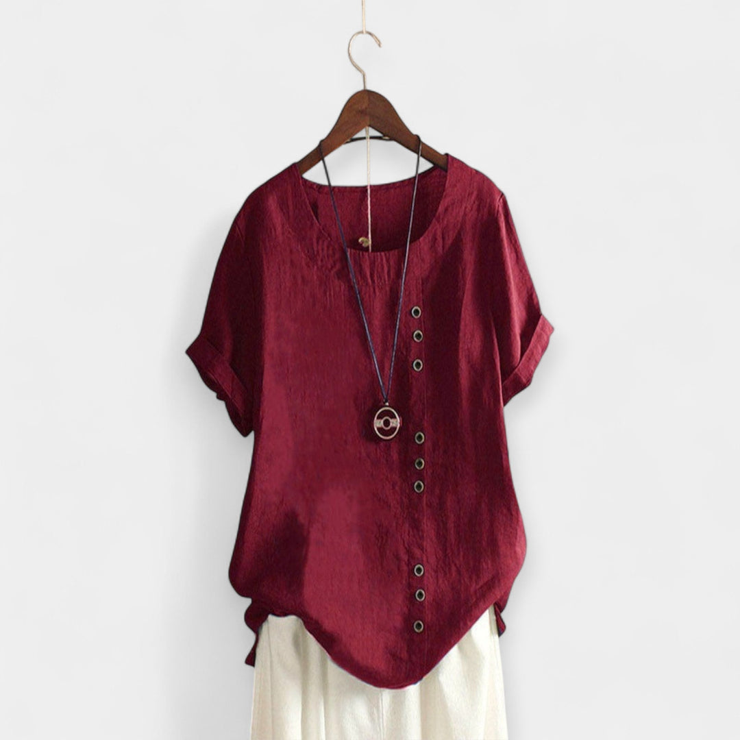 Nööpidega lühikeste varrukatega stiilne pluus