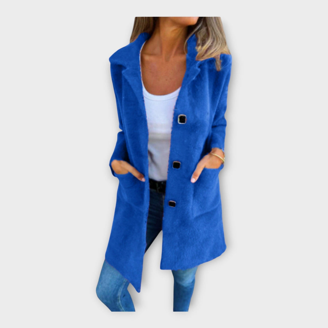 Elegantne villane mantel sulgemisega