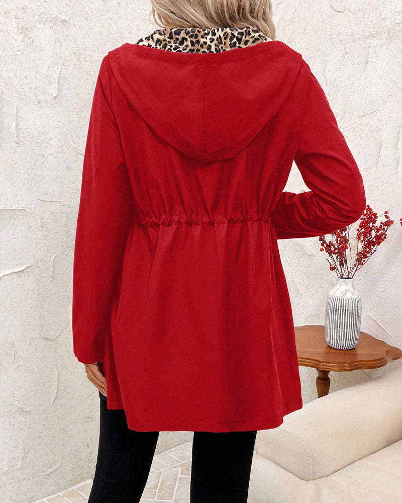 Maris - Pööratav Kapuutsiga Mantel Leopardimustriga