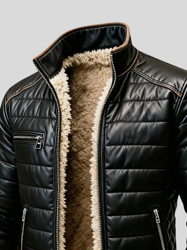 Karlo must tikkitud jakk sherpa voodriga.