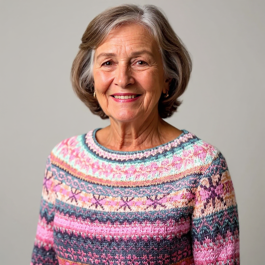 Kootud kampsun silmapaistva mustriga.