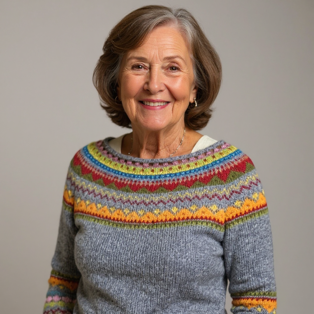 Geomeetrilise mustriga soe kootud kampsun