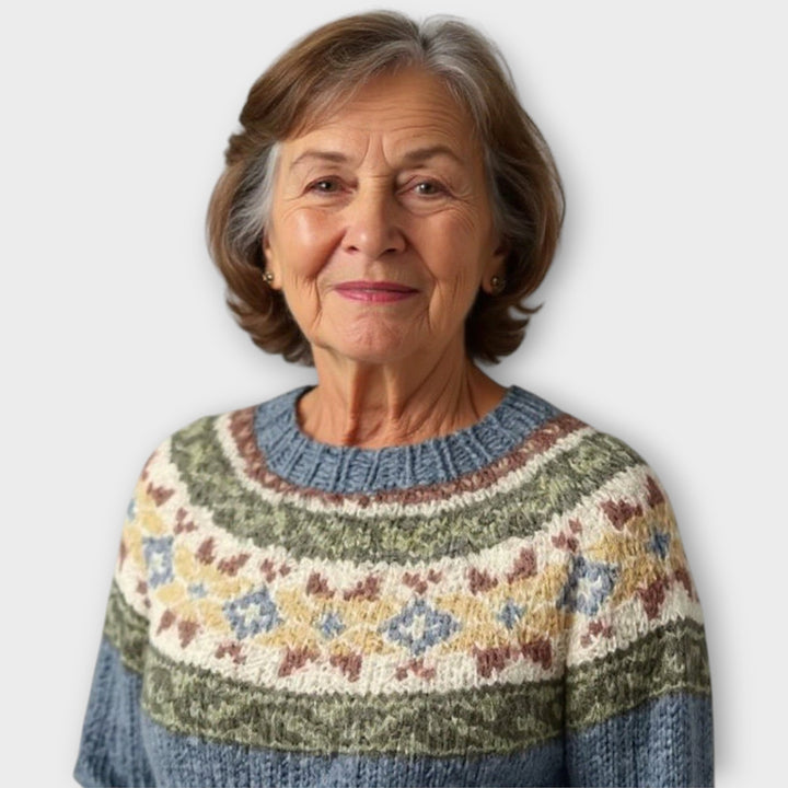 Kootud geomeetrilise mustriga soe ja stiilne.