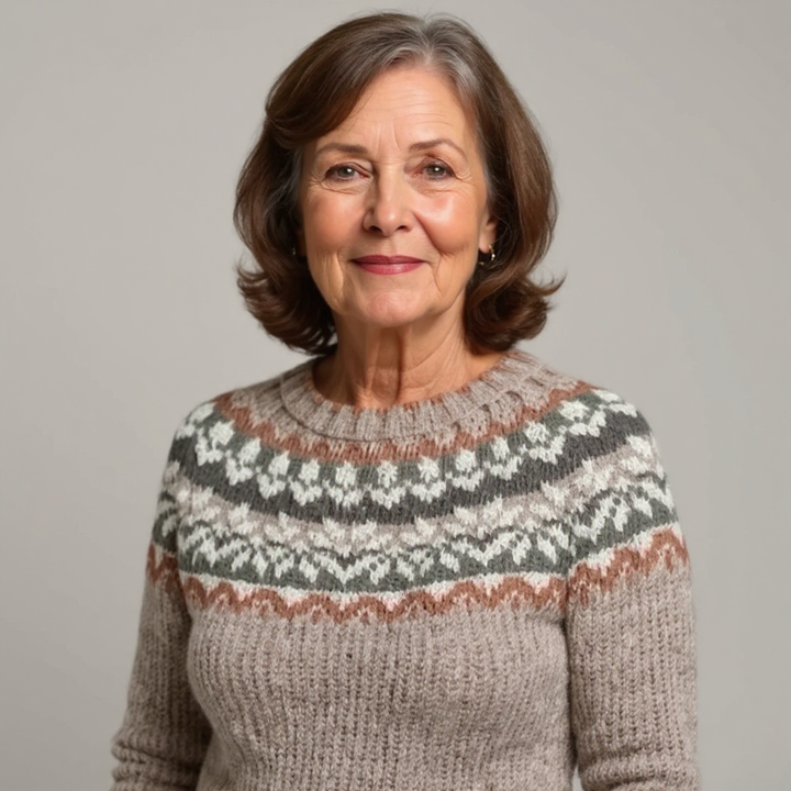 Kootud kampsun klassikalise mustriga ja mugavus.